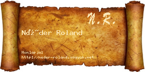 Néder Roland névjegykártya